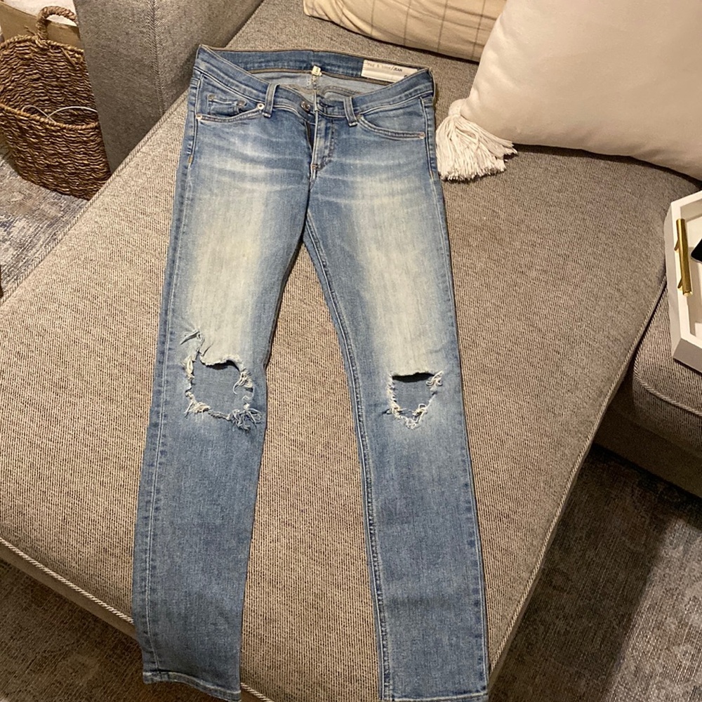 Rag & Bone Ripped Denim Jeans Capri sz26
